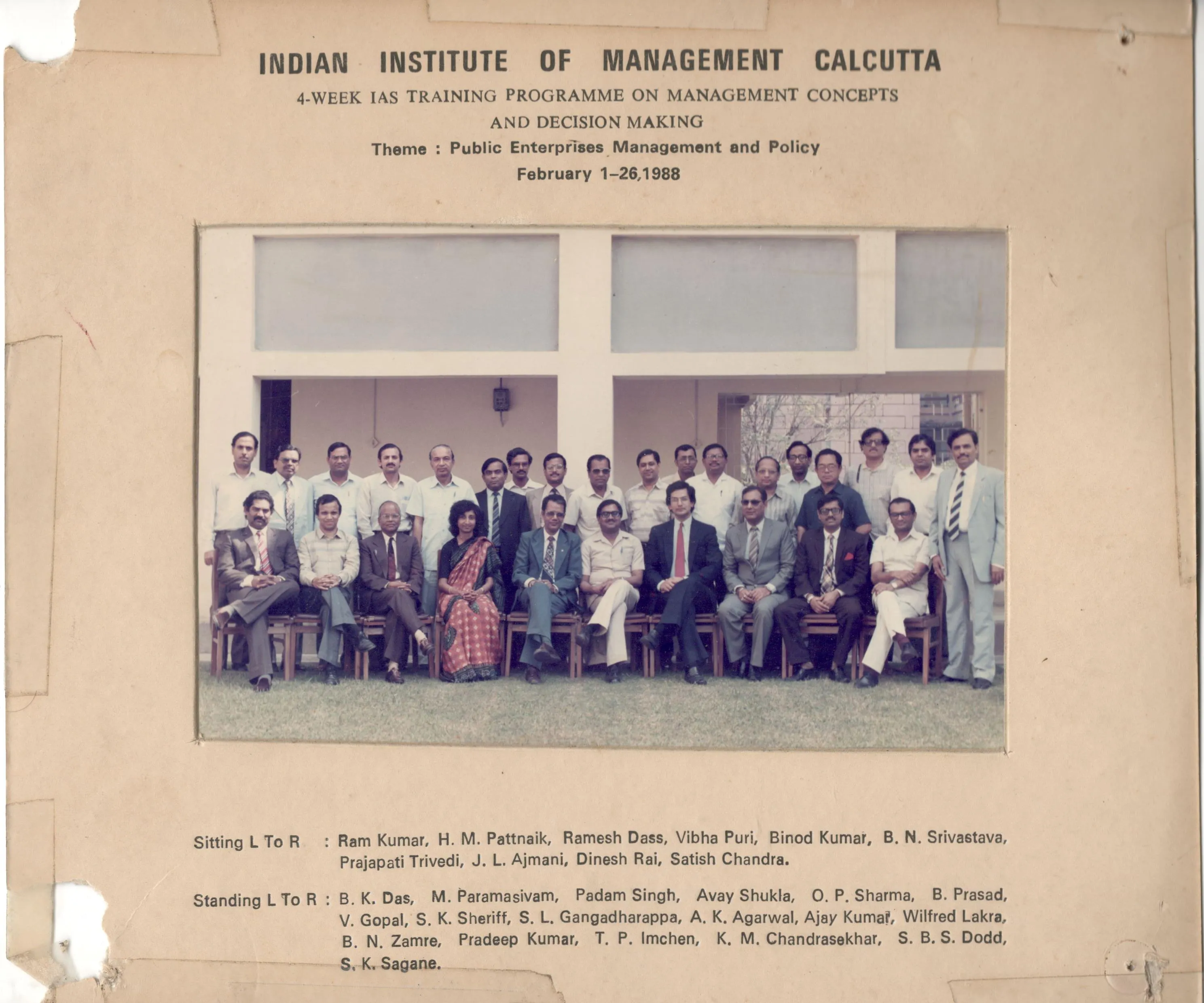4-Week IAS Training Programme, IIM Calcutta, 1988