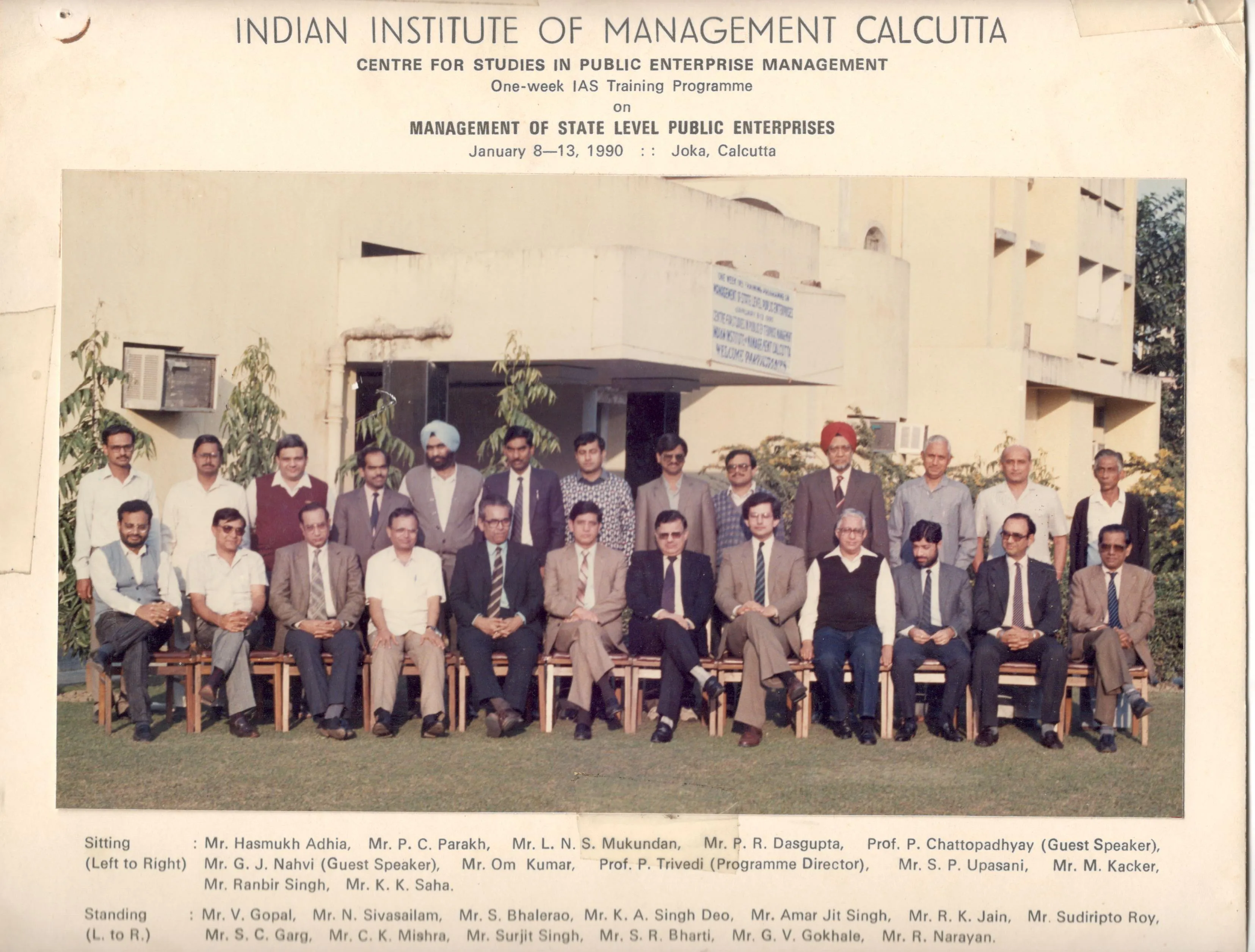 Management of State-Level Public Enterprises, IIM Calcutta, 1990