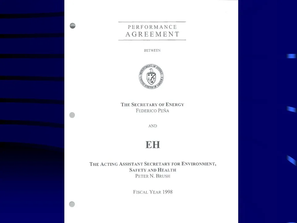 Performance Agreement Department of Energy