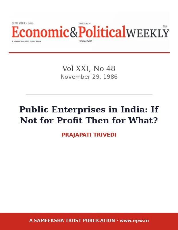 Cover page: Public Enterprises in India — If Not for Profit Then for What?
